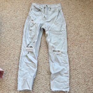 Old Navy Blue Straight Leg Jeans with Distressed Details